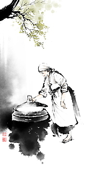 전신 PSD 여자 일러스트 캘리그라피 붓터치 나뭇잎 한명 서기 성인 앞치마 나뭇가지 잡기 솥 한복 동양화 번짐 낙관 밥짓기 솥뚜껑 아낙네 성인여자한명만 국내일러스트 나무 1 한국전통 잎 모션 주방용품 미술 사람 전통의상 여자한명만 성인여자만 파일형식 효과