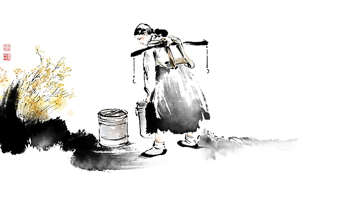 전신 PSD 여자 일러스트 캘리그라피 붓터치 한명 서기 성인 나뭇가지 한복 양동이 동양화 번짐 낙관 물기르기 물동이 물지게 아낙네 성인여자한명만 국내일러스트 나무 1 한국전통 모션 미술 사람 전통의상 여자한명만 성인여자만 파일형식 효과