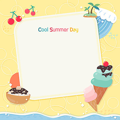 파도 일러스트 여름음식 프레임 해변 사람없음 여름 노란색 체리 팥빙수 콘아이스크림 프레임일러스트 제철음식 국내일러스트 AI파일 계절 음식 바다 컬러 과일 아이스크림 빙수 제철 파일형식 벡터 여름_계절
