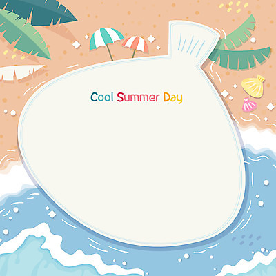 바다 하늘색 일러스트 조개 프레임 해변 사람없음 여름 갈색 파라솔 야자수잎 프레임일러스트 국내일러스트 AI파일 계절 컬러 잎 어패류 파란색 파일형식 벡터