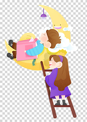 전신 구름 편집 편집이미지 여자 남자 어린이 사다리 누끼 소녀 소년 두명 책 눕기 잠 초승달 어린이상상 PNG 상상랜드 상상력 휴식처 어린이만 편집소스 자연요소 모션 상상 휴식 사람 달 도구 파일형식