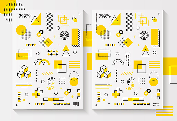그래픽백그라운드 일러스트 사람없음 노란색 사각형 흰색 원형 삼각형 바코드 마름모 멤피스디자인 국내일러스트 AI파일 도형 디자인 컬러 백그라운드 그래픽 파일형식 벡터