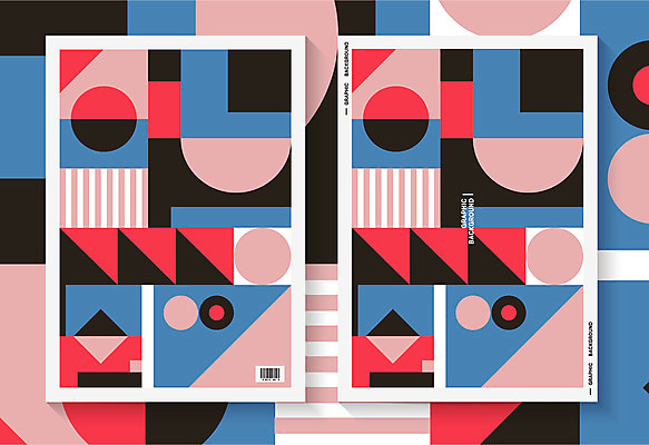 분홍색 그래픽백그라운드 일러스트 사람없음 파란색 사각형 원형 삼각형 바코드 지오메트릭 국내일러스트 AI파일 도형 컬러 백그라운드 그래픽 파일형식 벡터