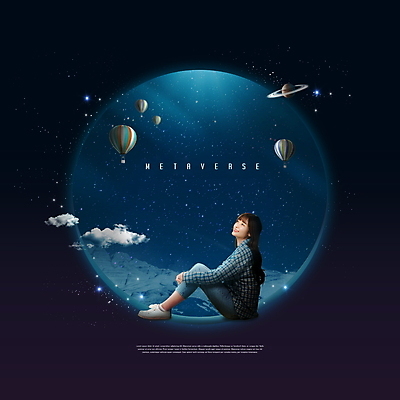 전신 PSD 구름 편집이미지 응시 여자 별 한명 미소 앉기 20대 성인 파란색 우주 검은색 행성 한국인 열기구 가상공간 가상현실 성인여자한명만 메타버스 이미지편집 자연요소 1 시선 컬러 항공교통 모션 표정 사람 동양인 청년 여자한명만 성인여자만 파일형식