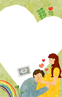 PSD 여자 남자 무지개 일러스트 남편 프레임 미소 상반신 성인 두명 초록색 새싹 눈감음 임산부 임신 하트 아내 육아일기 초음파사진 프레임일러스트 성인만 국내일러스트 자연요소 모양 식물 컬러 모션 표정 사람 육아 파일형식