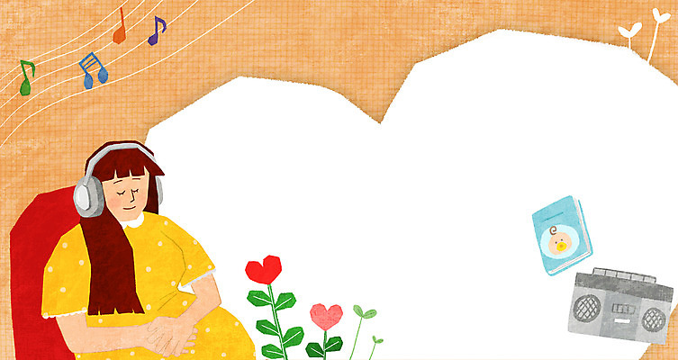 PSD 여자 음악 음표 일러스트 노래 프레임 한명 상반신 성인 책 갈색 눈감음 헤드셋 임산부 임신 하트 라디오 태교 육아일기 프레임일러스트 성인여자한명만 국내일러스트 모양 1 기호 컬러 음향기기 모션 문화예술 사람 전자제품 헤드폰 육아 여자한명만 성인여자만 파일형식