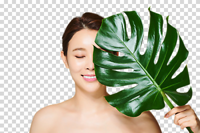 식물 편집 편집이미지 여자 나뭇잎 관리 한명 미소 들기 누끼 상반신 20대 성인 앞모습 뷰티 눈감음 한국인 피부 PNG 몬스테라 의료성형뷰티 성인여자한명만 편집소스 1 뷰포인트 잎 모션 표정 사람 동양인 청년 신체부위 여자한명만 성인여자만 파일형식