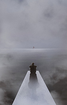 전신 PSD 남자 바다 일러스트 그림자 한명 성인 회색 안개 고독 고민 부표 웅크림 우울감 성인남자한명만 공허 국내일러스트 1 감정 컬러 컨셉 모션 날씨 사람 남자한명만 성인남자만 파일형식