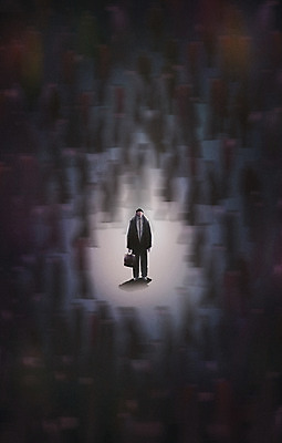 전신 PSD 남자 일러스트 그림자 한명 서기 들기 정장 성인 검은색 비즈니스맨 고독 군중 외톨이 우울감 성인남자한명만 공허 국내일러스트 1 옷 감정 컬러 컨셉 비즈니스 모션 사람 직장인 남자한명만 성인남자만 파일형식