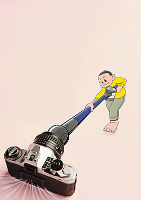 전신 PSD 편집이미지 남자 포토일러 아이디어 한명 들기 성인 카메라 청소 손그림 청소기 연분홍색 성인남자한명만 이미지편집 1 분홍색 컨셉 모션 사람 전자제품 청소도구 남자한명만 성인남자만 파일형식