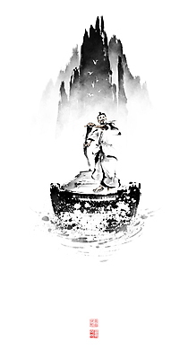 전신 PSD 남자 일러스트 캘리그라피 붓터치 산 한명 서기 성인 한복 뱃사공 동양화 노 번짐 노젓기 낙관 역경 조각배 성인남자한명만 국내일러스트 1 한국전통 배_교통 모션 미술 사람 전통의상 선박 남자한명만 성인남자만 파일형식 효과