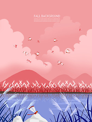 PSD 구름 분홍색 백그라운드 일러스트 산 갈대 사람없음 가을풍경 가을 강가 갈대밭 계절백그라운드 고추잠자리 가을배경 국내일러스트 자연요소 식물 계절 컬러 풍경 강 잠자리 파일형식 가을_계절 갈대_식물