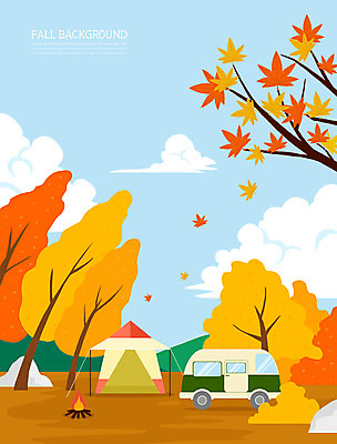 PSD 구름 백그라운드 단풍 일러스트 하늘 단풍나무 텐트 사람없음 가을풍경 캠핑 가을 모닥불 캠핑장 계절백그라운드 캠핑카 가을배경 국내일러스트 자연요소 나무 계절 잎 자동차 불 레저 캠핑도구 풍경 파일형식 가을_계절