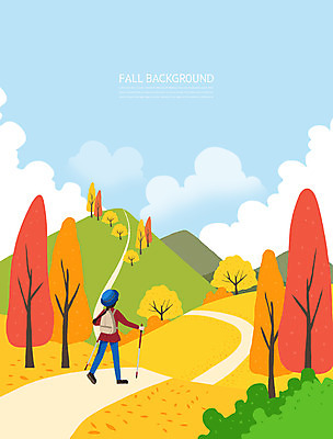 전신 PSD 구름 여자 백그라운드 단풍 일러스트 하늘 단풍나무 산 한명 성인 걷기 가을풍경 등산 가을 등산객 계절백그라운드 성인여자한명만 둘레길 가을배경 국내일러스트 자연요소 나무 1 계절 길 잎 모션 사람 풍경 트래킹 여자한명만 성인여자만 파일형식 가을_계절