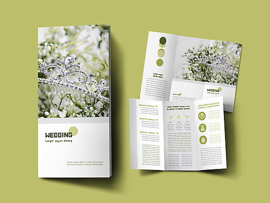 템플릿 표지디자인 표지 꽃 내지 리플렛 결혼 3단접지 결혼식 팜플렛 사람없음 초록색 티아라 이미지템플릿 AI파일 식물 컬러 왕관 이벤트 파일형식 벡터
