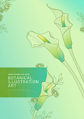 PSD 꽃 잎 일러스트 타이포그라피 사람없음 연두색 카라 보테니컬아트 국내일러스트 식물 문자 초록색 파일형식