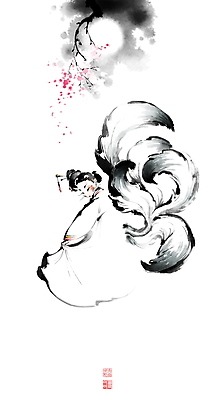 전신 PSD 여자 일러스트 캘리그라피 붓터치 전통캐릭터 전래동화 한명 성인 달 나뭇가지 뒤돌아보기 한복 동양화 번짐 신화 낙관 구미호 민담 여우꼬리 전설 성인여자한명만 국내일러스트 일러캐릭터 자연요소 나무 캐릭터 1 한국전통 전통 모션 동화 미술 사람 전통의상 꼬리 여자한명만 성인여자만 파일형식 효과