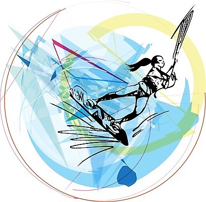 EPS 해외이미지 전신 여자 스포츠 하늘색 일러스트 한명 서기 성인 잡기 수상스키 성인여자한명만 해외일러스트 1 모션 사람 파란색 수상스포츠 여자한명만 성인여자만 파일형식 벡터