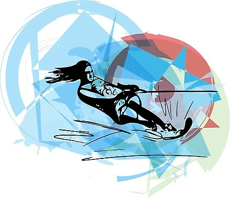 EPS 해외이미지 전신 여자 스포츠 일러스트 한명 성인 파란색 잡기 수상스키 성인여자한명만 해외일러스트 1 컬러 모션 사람 수상스포츠 여자한명만 성인여자만 파일형식 벡터