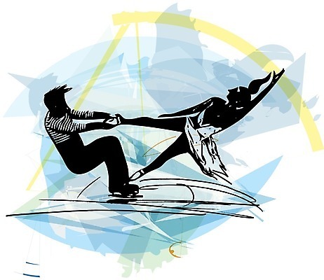 EPS 해외이미지 전신 커플 여자 남자 스포츠 일러스트 서기 성인 두명 파란색 잡기 피겨스케이팅 피겨선수 피겨스케이터 성인만 해외일러스트 컬러 관계 모션 운동선수 사람 스케이팅 스케이터 파일형식 벡터