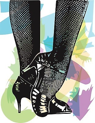 EPS 해외이미지 일러스트 발 신체부위 댄서 하이힐 망사스타킹 살사댄스 해외일러스트 직업 구두 사람 춤 여성화 스타킹 파일형식 벡터