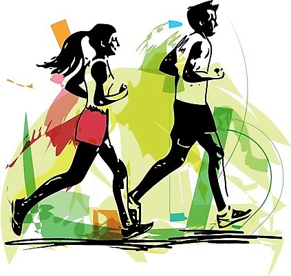 EPS 해외이미지 전신 여자 남자 스포츠 일러스트 추상 성인 두명 러닝 성인만 해외일러스트 무늬 사람 파일형식 벡터