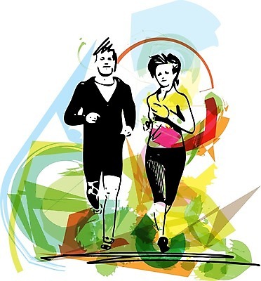 EPS 해외이미지 전신 여자 남자 스포츠 일러스트 추상 성인 두명 조깅 러닝 성인만 해외일러스트 무늬 사람 운동 파일형식 벡터