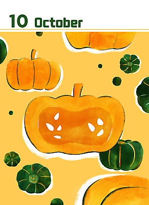 PSD 백그라운드 일러스트 호박 단면 사람없음 노란색 달력 단호박 10월 호박씨 미니멀 제철음식 국내일러스트 음식 컬러 채소 씨앗 날짜 제철 파일형식