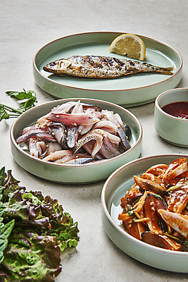 포토 JPG 스튜디오촬영 접시 실내 사람없음 상추 레몬 전어 전어회 초고추장 회무침 제철음식 전어구이 국내포토 식기 음식 채소 과일 어류 내부 회 양념 생선구이 무침 제철 파일형식