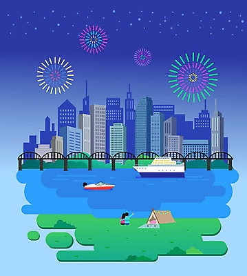 커플 여자 남자 야경 일러스트 밤하늘 불꽃놀이 텐트 앉기 빌딩 상반신 성인 두명 건물 파란색 강 손들기 기댐 도시 유람선 모터보트 가교 성인만 국내일러스트 AI파일 건축물 컬러 배_교통 관계 모션 놀이 하늘 캠핑도구 사람 야간 파일형식 벡터 풍경_경치