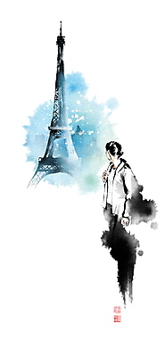 PSD 여자 일러스트 캘리그라피 붓터치 한명 상반신 성인 여행객 프랑스 세계여행 뒤돌아보기 에펠탑 배낭여행 번짐 낙관 파리 랜드마크 성인여자한명만 국내일러스트 1 유럽 여행 모션 사람 세계 여자한명만 성인여자만 파일형식 효과