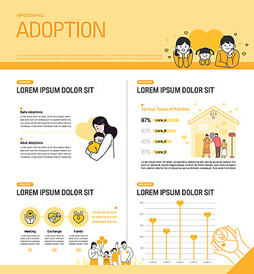 전신 손 여자 남자 딸 아들 어린이 일러스트 가족 안기 그래프 사랑 서기 들기 소녀 소년 여러명 상반신 성인 신체부위 노란색 턱괴기 인포그래픽 하트 아기 풍선 꽃받침 입양 입양아 국내일러스트 AI파일 모양 감정 컬러 다수 관계 모션 사람 손짓 파일형식 벡터