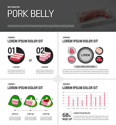 일러스트 양파 그래프 마늘 돼지고기 사람없음 닭고기 인포그래픽 회색 소고기 고추장 쌈 삼겹살 깻잎 오겹살 국내일러스트 AI파일 컬러 채소 육류 양념 파일형식 벡터