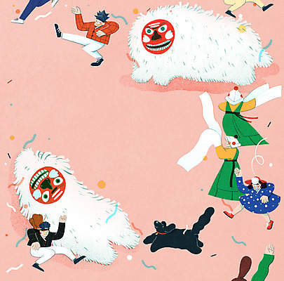 전신 PSD 한마리 한국전통 여자 남자 일러스트 서기 여러명 성인 전통놀이 춤 강아지 한복 즐거움 퓨전 북청사자놀음 사자탈 사자탈춤 성인만 국내일러스트 1 전통 감정 다수 모션 놀이 문화예술 한국 사람 반려동물 개 전통의상 탈 파일형식