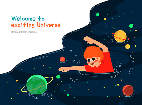 PSD 남자 별 어린이 일러스트 한명 소년 상반신 타이포그라피 선글라스 우주 수영 행성 남색 우주여행 소년한명만 국내일러스트 자연요소 문자 1 안경 컬러 여행 사람 수상스포츠 남자한명만 소년만 파일형식