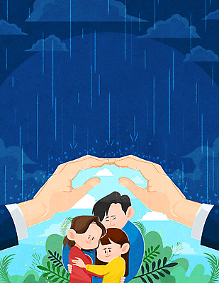 구름 손 여자 남자 딸 어린이 일러스트 가족 안기 엄마 안전 소녀 상반신 성인 신체부위 세명 눈감음 비 수비 아빠 남색 홍수 예방 장마 호우주의보 국내일러스트 AI파일 자연요소 컬러 관계 모션 날씨 사람 비_날씨 자연재해 파일형식 벡터