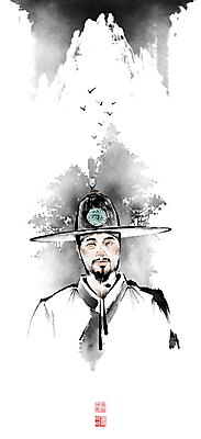 PSD 한국전통 남자 중년 일러스트 캘리그라피 조류 붓터치 산 한명 미소 상반신 한복 동양화 번짐 갓 낙관 신하 인물화 중년남자한명만 국내일러스트 동물 1 전통 채소 한국 표정 미술 사람 성인 전통의상 그림 남자한명만 중년남자만 파일형식 효과