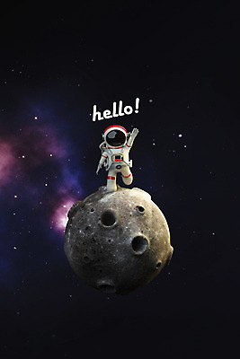 전신 PSD 편집 편집이미지 밤하늘 3D캐릭터 한명 사람 3D 우주 우주비행사 달 디지털합성 손인사 우주복 HELLO 편집소스 편집3D 자연요소 캐릭터 1 옷 하늘 인사 야간 파일형식