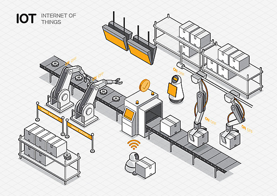 일러스트 공장 사람없음 스마트 로봇 톱니바퀴 택배상자 아이소메트릭 로봇팔 산업용로봇 자동화 자동화기기 컨베어밸트 사물인터넷 4차산업 AI_인공지능 국내일러스트 AI파일 산업 컨셉 공업 정보기술 상자 기계 택배 파일형식 벡터