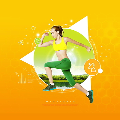 전신 PSD 서양인 편집이미지 여자 한명 20대 성인 운동복 달리기 운동 디지털 주황색 디지털산업 가상공간 러닝 가상현실 성인여자한명만 메타버스 이미지편집 외국인 1 옷 산업 컬러 모션 건강 사람 청년 여자한명만 성인여자만 파일형식