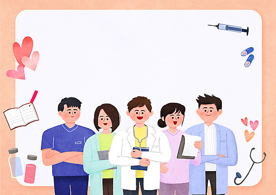 PSD 여자 남자 일러스트 청진기 프레임 함께함 주사기 들기 여러명 상반신 성인 책 알약 간호사 의료진 의사 하트 약병 백신 프레임일러스트 성인만 국내일러스트 모양 직업 다수 컨셉 의학 의료기기 모션 사람 약 병_담는 파일형식