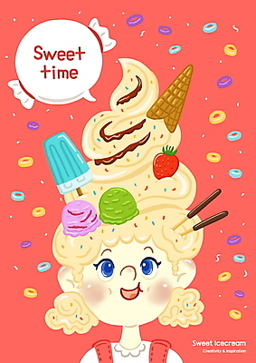 PSD 헤어스타일 여자 말풍선 일러스트 딸기 아이스크림 사탕 한명 미소 상반신 성인 빨간색 과자 도넛 아이스크림콘 빼빼로 막대아이스크림 성인여자한명만 국내일러스트 1 컬러 과일 디저트 표정 사람 콘 막대과자 여자한명만 성인여자만 파일형식