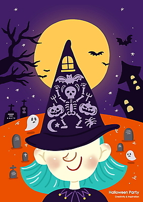 PSD 나무 헤어스타일 여자 일러스트 해골 한명 미소 상반신 성인 건물 보라색 할로윈 달 공동묘지 유령 박쥐 마녀모자 성인여자한명만 국내일러스트 자연요소 식물 모자_잡화 1 건축물 컬러 포유류 뼈 표정 사람 무덤 여자한명만 성인여자만 파일형식