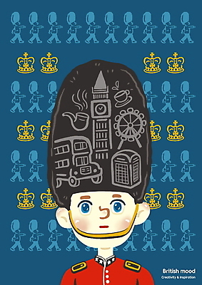 PSD 헤어스타일 남자 일러스트 왕관 영국 한명 상반신 성인 파란색 병정 빅벤 이층버스 담뱃대 영국군인 성인남자한명만 국내일러스트 1 유럽 컬러 버스 담배 사람 군인 시계탑 런던 남자한명만 성인남자만 파일형식