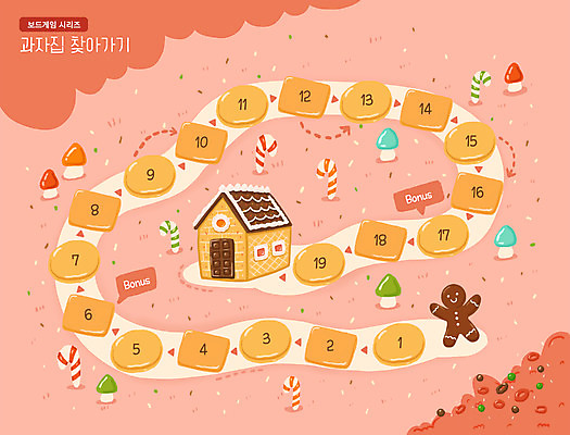 PSD 어린이교육 교육 분홍색 일러스트 사탕 사람없음 초콜릿 보드게임 과자집 에듀 에듀케이션 진저맨 스쿨팩 국내일러스트 컬러 놀이 디저트 진저쿠키 파일형식