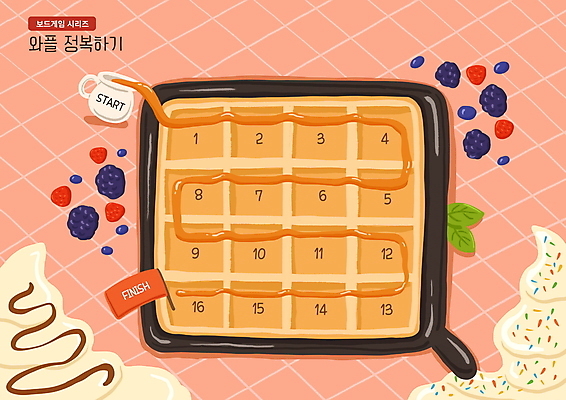 PSD 어린이교육 교육 분홍색 일러스트 아이스크림 사람없음 블루베리 시럽 보드게임 와플 에듀 에듀케이션 스쿨팩 국내일러스트 컬러 과일 놀이 디저트 파일형식