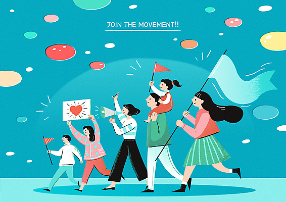 전신 여자 남자 어린이 캠페인 하늘색 일러스트 응원 함께함 사랑 들기 소녀 소년 여러명 성인 평화 걷기 확성기 외침 팻말 하트 깃발 목말 사회이슈 화합 시위 참여 시위대 국내일러스트 AI파일 모양 감정 다수 컨셉 모션 프레임 사람 파란색 소리 파일형식 벡터