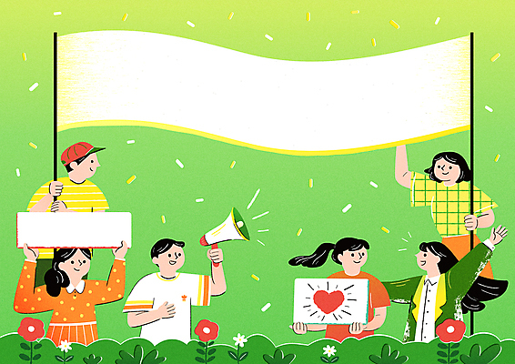 여자 남자 꽃 캠페인 일러스트 응원 함께함 들기 여러명 상반신 성인 초록색 평화 확성기 외침 팻말 사회이슈 꽃가루 화합 시위 참여 성인만 카피스페이스 시위대 국내일러스트 AI파일 식물 컬러 다수 컨셉 모션 프레임 사람 소리 공백 가루 파일형식 벡터