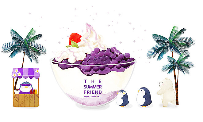 PSD 일러스트 딸기 아이스크림 여름음식 사람없음 야자수 펭귄 북극곰 블루베리 빙수 가판대 맛있는 국내일러스트 나무 음식 과일 곰 조류 디저트 파일형식 여름_계절