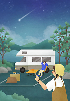 전신 PSD 나무 구름 커플 여자 남자 별 여행 의자 일러스트 탁자 밤하늘 산 서기 앉기 상반신 성인 두명 초록색 가리킴 숲 유성 짐가방 성인만 포스트코로나 차박 위드코로나 국내일러스트 자연요소 식물 컬러 가구 가방 관계 모션 하늘 사람 손짓 캠핑 야간 사회이슈 파일형식 코로나바이러스